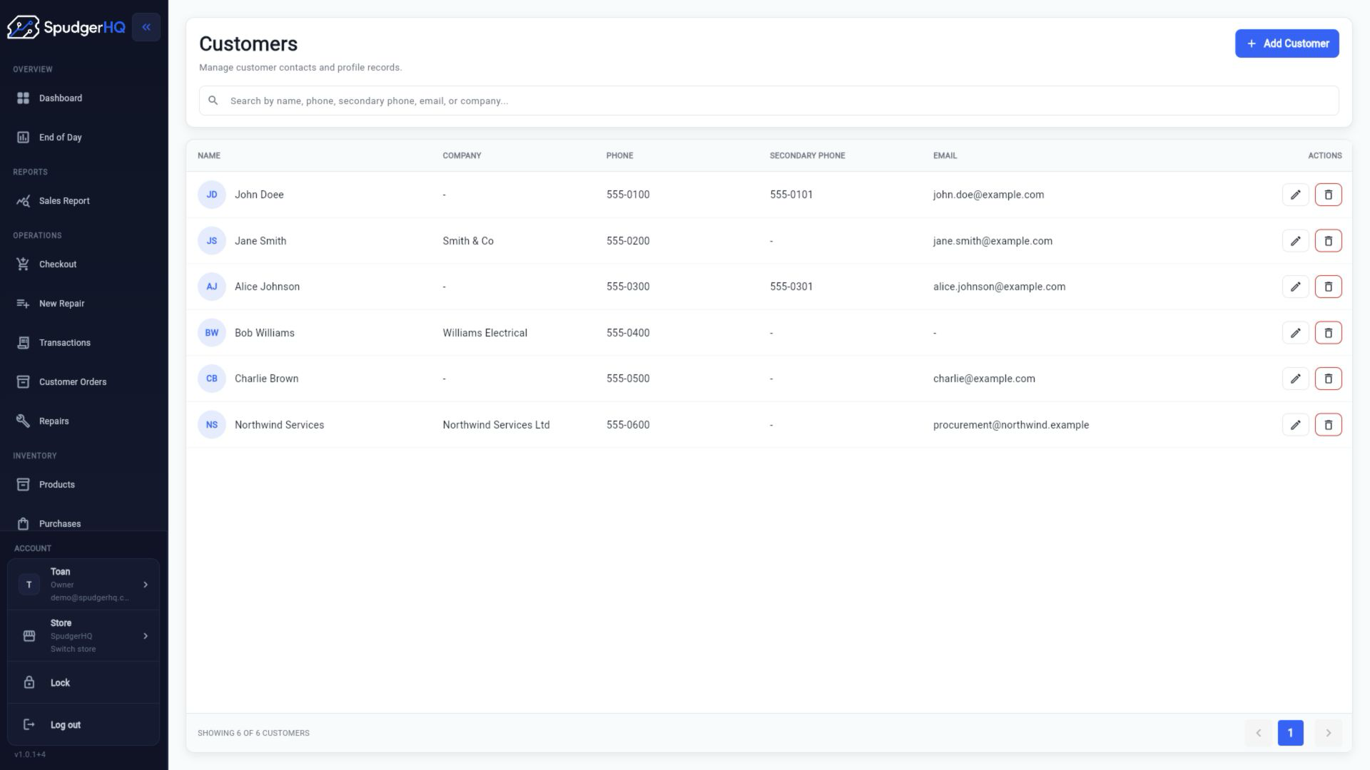SpudgerHQ customers list