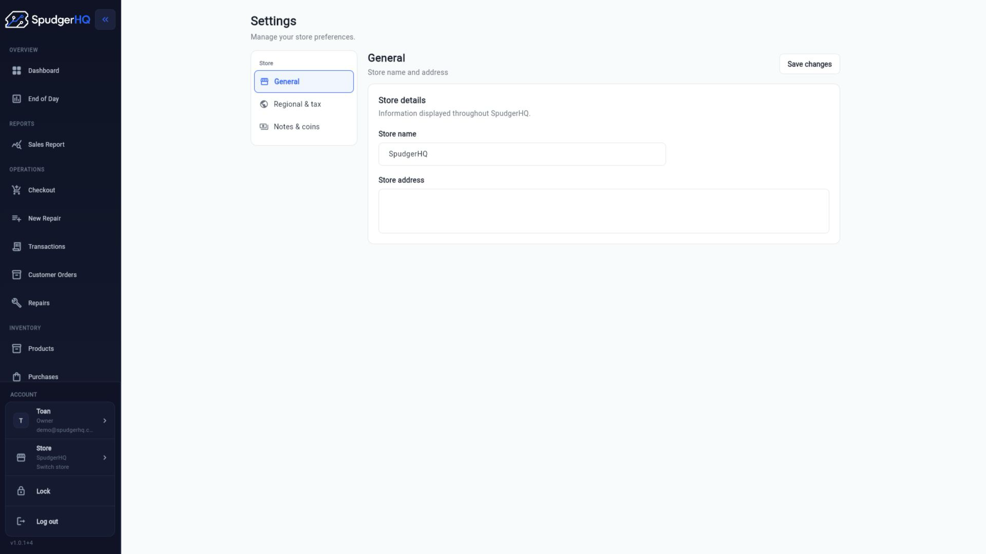 SpudgerHQ settings overview